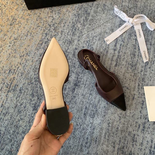 Chanel女鞋 香奈兒2020Cruise新款 小香單鞋 Chanel羊皮後空涼鞋  naq1125